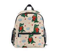 ISAOA Zaino per bambini, borsa da scuola, borsa da viaggio, coccodrillo che abbraccia il cuore, per ragazze e ragazzi