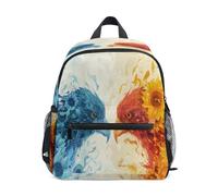 ISAOA Zaino per bambini, borsa da scuola, borsa da viaggio, con due aquile e girasoli, per ragazze e ragazzi, Multi