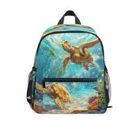 ISAOA Zaino per bambini, borsa da scuola, borsa da viaggio, con due tartarughe marine e stella marina, per ragazze e ragazzi