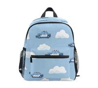 ISAOA Zaino per bambini, borsa da scuola, borsa da viaggio, motivo: auto della polizia, nuvola bianca, per ragazze e ragazzi, Multi