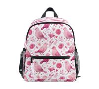 ISAOA Zaino per bambini, borsa da scuola, borsa da viaggio, rosa con uccellini innamorati, per ragazze e ragazzi