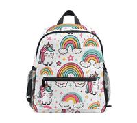 ISAOA Zaino per bambini con arcobaleno e unicorni, per bambini e bambine, per scuola materna, scuola materna, viaggi, scuola, età 3-8 anni, Carino arcobaleno e unicorni, S