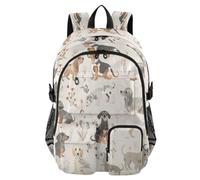 ISAOA Zaino per bambini con astuccio portapenne, borsa per libri con cani e fiori grigi, per scuola elementare, media, elementare, liceo