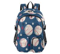 ISAOA Zaino per bambini con astuccio portapenne, borsa per libri, motivo: baseball, stella rossa e bianca, per scuola elementare, media, elementare, liceo