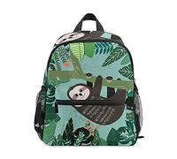 ISAOA - Zaino per bambini con foglie e bradipi tropicali verdi per ragazze e ragazzi zaino per bambini con cinghia toracica zaino asilo asilo nido borsa per pannolini mini borsa, Multi, ? 25.4 x 15.24