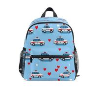 ISAOA Zaino per bambini con motivo a cuore con auto della polizia e per la scuola, Multi