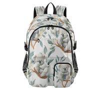 ISAOA Zaino per bambini con portapenne, borsa per libri con rami di koala grigi, per scuola elementare, media, elementare, superiore