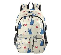 ISAOA Zaino per bambini con portapenne, borsa per libri, coniglietto con fiocco per scuola elementare, media, elementare, liceo