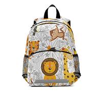 ISAOA Zaino per bambini con redini per ragazzi e ragazze Jungle Forset Animali Leone Tigre Bambini Zainetto Zaino per asilo nido scuola materna Borsa da viaggio con clip sul petto