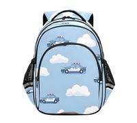 ISAOA Zaino per bambini per bambini in età prescolare o asilo con auto della polizia, nuvola bianca, 3-8 anni, Multi, S