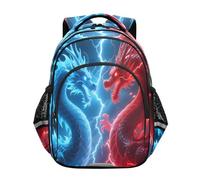 ISAOA Zaino per bambini per bambini in età prescolare o asilo con drago blu rosso showdown 3-8 anni, Multi, S