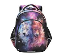 ISAOA Zaino per bambini per bambini in età prescolare o asilo con due lupi 3-8 anni, Multi, M
