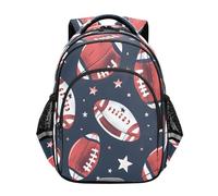 ISAOA Zaino per bambini per bambini in età prescolare o asilo, palloni da rugby e stelle 3-8 anni, Multi, M