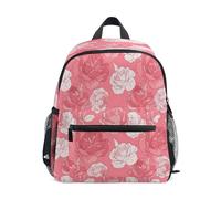 ISAOA Zaino per bambini, per la scuola, da viaggio, con rose rosa, senza cuciture, per ragazze e ragazzi