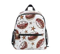 ISAOA Zaino per bambini, per la scuola, da viaggio, senza cuciture, con palline da rugby e stelle, per ragazze e ragazzi, Multi