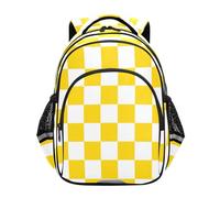 ISAOA Zaino per bambini per scuola materna o asilo a scacchi gialli e bianchi 3-8 anni, Multi, M