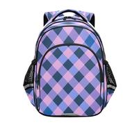 ISAOA Zaino per bambini per scuola materna o asilo a scacchi viola e blu 3-8 anni, Multi, M