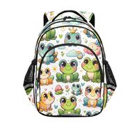 ISAOA Zaino per bambini per scuola materna o asilo verde giallo cartone animato rana 3-8 anni, Multi, M