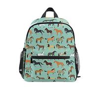 ISAOA Zaino per bambini verde chiaro con cavallo per ragazze ragazzi zaino per bambini con cinturino toracico zaino asilo nido borsa asilo nido borsa per pannolini mini borsa, Multi, Taglia unica