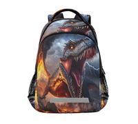 ISAOA Zaino per la scuola, da viaggio, con dinosauro e fulmine vulcano, per ragazze, ragazzi, adolescenti