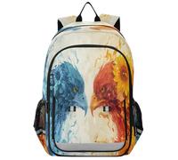 ISAOA Zaino per la scuola, da viaggio, con due aquile e girasoli, per ragazze, ragazzi, adolescenti