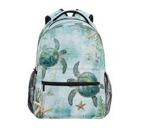 ISAOA Zaino per la scuola e da viaggio, con due tartarughe, stelle marine, mare, per adolescenti, ragazze e ragazzi