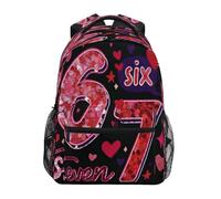 ISAOA Zaino per la scuola e il viaggio, Six Seven Love, per adolescenti, ragazze, ragazzi