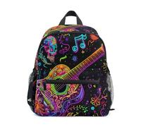 ISAOA Zaino per la scuola materna per bambini con una chitarra e una nota che canta in una scena musicale, zaino per la scuola materna, casual, per ragazzi e ragazze