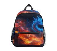 ISAOA Zaino per la scuola materna per bambini, piccolo, con drago blu fuoco, borsa a tracolla per scuola materna, zaino casual per ragazzi e ragazze