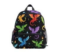 ISAOA Zaino per la scuola materna per bambini, piccolo, con drago colorato, borsa a tracolla, borsa per scuola materna, zaino casual per ragazzi e ragazze