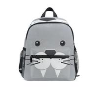 ISAOA Zaino per la scuola materna per bambini, piccolo, con scritta in inglese "Grey Seal Face", casual, per bambini e bambine