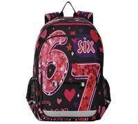 ISAOA Zaino per libri, scuola, viaggio, Six Seven Love, per ragazze, ragazzi, adolescenti