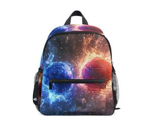 ISAOA Zaino piccolo per la scuola materna con due palloni da basket che si scontrano al centro, zaino per la scuola materna, zaino casual per ragazzi e ragazze