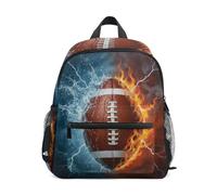 ISAOA Zaino piccolo per la scuola materna con pallone da calcio nel fuoco e nell'acqua, zaino da scuola materna per bambini, zaino casual per ragazzi e ragazze
