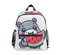 ISAOA Zaino piccolo per la scuola, per bambini, con ippopotamo con anguria affettata, borsa a tracolla per bambini in età prescolare, borsa per scuola materna, zaino casual per ragazzi e ragazze
