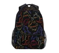ISAOA Zaino scolastico da viaggio, con dinosauri galleggianti nello spazio, per adolescenti, ragazze e ragazzi