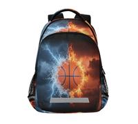 ISAOA Zaino, zaino da scuola, borsa da viaggio, fulmine, fuoco, basket, per ragazze, ragazzi e adolescenti