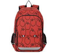 ISAOA Zaino, zaino per la scuola, borsa da viaggio, linea rossa e nera, con mela, per ragazze e ragazzi
