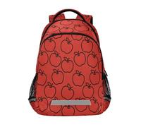 ISAOA Zaino, zaino per la scuola, borsa da viaggio, linea rossa e nera, con mela, per ragazze e ragazzi