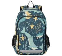 ISAOA Zaino, zaino per la scuola, borsa da viaggio, sirenette e delfini, per ragazze e ragazzi