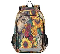 ISAOA Zaino, zaino per la scuola, da viaggio, con girasoli, lupi, per ragazze e ragazzi