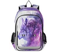 ISAOA Zaino, zaino per la scuola, da viaggio, con lupi e fulmini viola, per ragazze e ragazzi