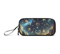 ISAOA Zodiac Stars in the Night Sky - Astuccio grande con 3 scomparti, portatile, grande, per adolescenti, ragazzi, ragazze, adulti, studenti, Stelle dello zodiaco nel cielo notturno, Taglia unica