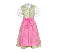 Isar-Trachten Dirndl 3 Pezzi Vestito Camicetta Grembiule per Ragazze Oktoberfest Kirchweih Matrimonio Domenica gita Rosa/Verde, Rosa/Verde