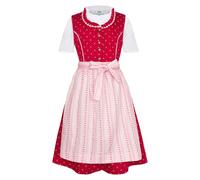 Isar-Trachten Dirndl da bambina, 3 pezzi, vestito camicetta grembiule per ragazze, Oktoberfest, chiesa, matrimonio, domenica, rosa/rosso con rose