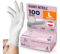 ISC Hygiene & Safety Guanti nitrile - guanti monouso - guanti in nitrile taglie S M L XL XXL - senza polvere e lattice - guanti usa e getta per alimenti - bianco, L - 100 pezzi
