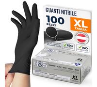 ISC Hygiene & Safety Guanti nitrile - guanti monouso - guanti in nitrile taglie S M L XL XXL - senza polvere e lattice - guanti usa e getta per alimenti - nero, XL - 100 pezzi