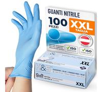 ISC Hygiene & Safety Guanti nitrile - guanti monouso - guanti in nitrile taglie S M L XL XXL - senza polvere e lattice - guanti usa e getta per alimenti - blu, XXL - 100 pezzi