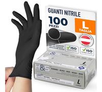 ISC Hygiene & Safety Guanti nitrile - guanti monouso - guanti in nitrile taglie S M L XL XXL - senza polvere e lattice - guanti usa e getta per alimenti - nero, L - 100 pezzi