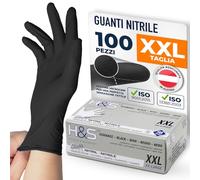 ISC Hygiene & Safety Guanti nitrile - guanti monouso - guanti in nitrile taglie S M L XL XXL - senza polvere e lattice - guanti usa e getta per alimenti - nero, XXL - 100 pezzi